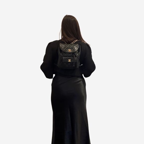 Authentic Chanel Vintage Black Duma Leather Quilted Mini backpack with 24k - Picture 13 of 13